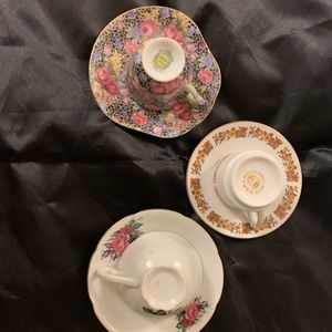 Three cup and saucer floral 2 signed